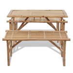 vidaXL Table avec 2 bancs 100 cm Bambou