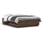 vidaXL Cadre de lit avec LED sans matelas chêne marron 160x200 cm