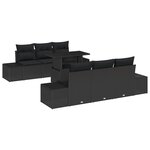 vidaXL Ensemble de canapé de jardin 7 pièces avec coussins en rotin synthétique noir