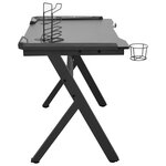 Bureau table poste de travail meuble d'ordinateur informatique étude de jeu à LED en forme de Y 90 x 60 x 75 cm noir 02_0023777