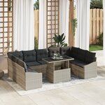 vidaXL Ensemble de canapé de jardin 10 pièces avec coussins gris clair en poly rattan