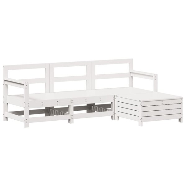 vidaXL Salon de jardin 4 Pièces blanc bois de pin massif