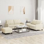 vidaXL Ensemble de canapés 3 Pièces avec coussins Crème Similicuir