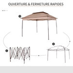 Tonnelle barnum de jardin pop-up pliant 3,25L x 3,25l x 2,65H m acier polyester moustiquaires + sac de transport café