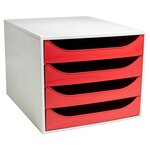 Module De Classement Ecobox Office 4 Tiroirs - Rouge - Exacompta