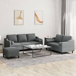 vidaXL Ensemble de canapés 3 Pièces coussins gris foncé tissu