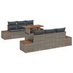 vidaXL Ensemble de salle à manger de jardin en 7 pièces avec coussins gris poly rattan acacia