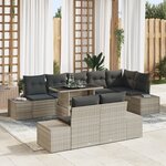 vidaXL Ensemble de canapé de jardin de 9 pièces avec coussins en poly rattan gris clair