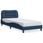 vidaXL Cadre de lit avec tête de lit Bleu 90x200 cm Tissu