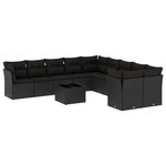 vidaXL Salon de jardin 11 Pièces avec coussins noir résine tressée