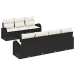 vidaXL Set de sofa de jardin de 8 pièces avec coussins en rotin noir poli