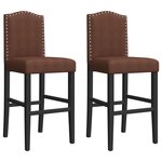 vidaXL Chaises de bar lot de 2 bois massif d'hévéa et tissu