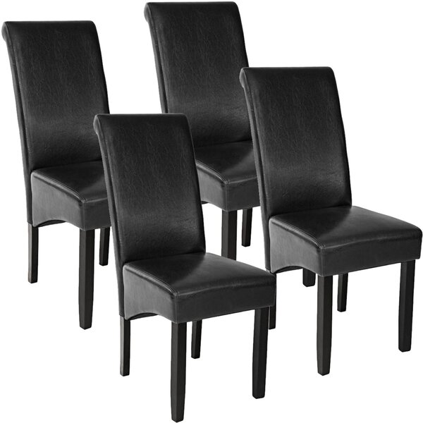 Lot de 4 chaises pieds noir siège de salon cuisine salle à manger design carré élégant noir 08_0000124