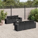 vidaXL Salon de jardin 7 Pièces avec coussins noir résine tressée
