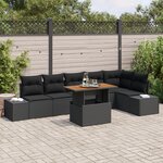 vidaXL Ensemble de Canapés de Jardin 7 pièces avec Coussins Noir Rattan Poly