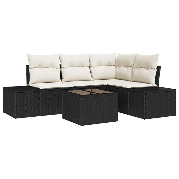 vidaXL Ensemble de 4 pièces de Canapés de Jardin avec Coussins Brun Poly Rattan