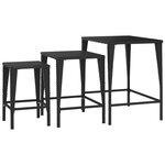 vidaXL Tables gigognes de jardin 3 Pièces noir résine tressée