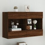 vidaXL Meuble TV mural avec lumières LED chêne marron 98 5x30x60 5 cm