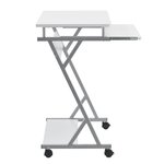 Bureau ordinateur roulant table informatique avec support clavier coulissant avec 4 roulettes MDF 60 cm blanc 03_0001153