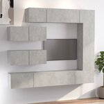 vidaXL Ensemble de meubles TV 7 Pièces Gris béton Bois d'ingénierie