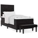 vidaXL Lit Box Spring avec matelas et banc noir 90x190 cm velours