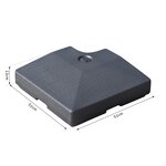 Lot de 4 poids de lestage carré pour parasols déportés dim. par dalle 51L x 51l x 12H cm polyéthylène haute densité noir
