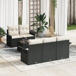 vidaXL Ensemble de Canapé de Jardin 6 Pièces avec Coussins Rattan Synthétique Noir