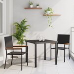 vidaXL Ensemble de Salle à Manger de Jardin de 3 Pièces Noir Poly Rattan