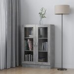 vidaXL Armoire à vitrine Gris béton 82 5x30 5x115 cm Bois d'ingénierie