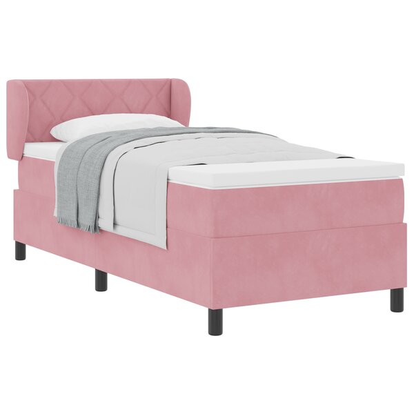 Lit ressort vidaXL avec matelas Rose 90x190 cm en velours