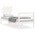 vidaXL Cadre de lit avec tête de lit blanc 90x200 cm bois massif