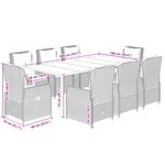vidaXL Ensemble à manger de jardin et coussins 9 Pièces beige Poly rotin