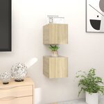 vidaXL Meubles TV muraux 2 Pièces Chêne sonoma 30 5x30x30 cm