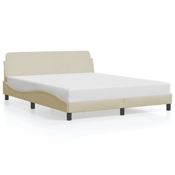vidaXL Cadre de lit sans matelas crème 160x200 cm tissu