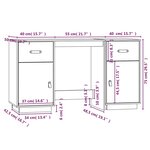 vidaXL Bureau avec armoires Noir 135x50x75 cm Bois massif de pin