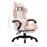 Chaise fauteuil siège pivotante de bureau informatique étude de jeux vidéo et repose-pied Rose et similicuir rose 02_0024224