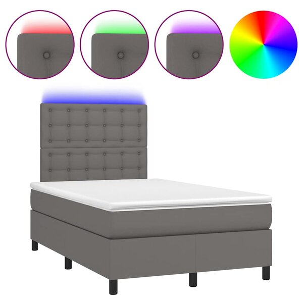 vidaXL Sommier à lattes de lit matelas LED gris 120x190 cm similicuir