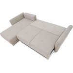 Canapé d'angle convertible réversible 3-4 places tissu beige à coffre de rangement - 244 x 158 x Hauteur 95 cm