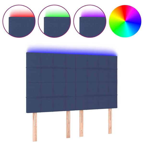 vidaXL Tête de lit à LED Bleu 144x5x118/128 cm Tissu