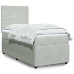 vidaXL Sommier à lattes de lit et matelas Gris clair 100x200cm Velours