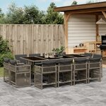 vidaXL Ensemble à manger de jardin coussins 13 Pièces gris résine tressée