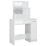 vidaXL Ensemble de coiffeuse avec LED Blanc brillant Bois d'ingénierie