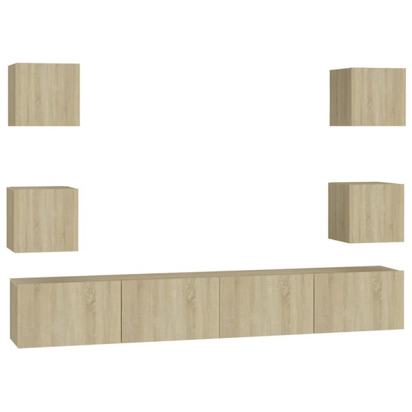 vidaXL Ensemble de meubles TV 6 Pièces Chêne sonoma Bois d'ingénierie