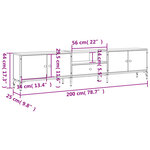 vidaXL Meuble TV à tiroir chêne fumé 200x25x44 cm bois d'ingénierie