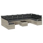Ensemble de Canapé de Jardin 11 pièces vidaXL avec Coussins Gris Poly Rattan