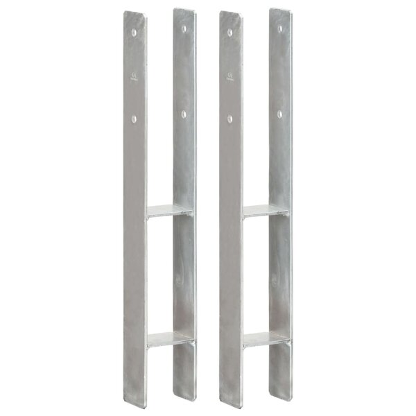 vidaXL Piquets de clôture 2 Pièces Argenté 8x6x60 cm Acier galvanisé