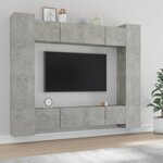 vidaXL Ensemble de meubles TV 8 Pièces Gris béton Bois d'ingénierie