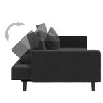 vidaXL Canapé-lit à 2 places avec deux oreillers Noir Velours