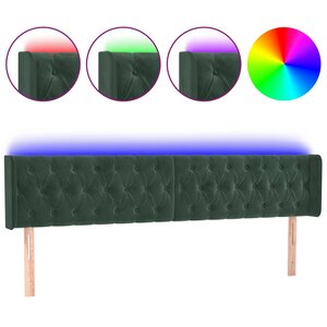 vidaXL Tête de lit à LED Vert foncé 183x16x78/88 cm Velours