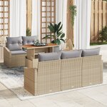 vidaXL Ensemble de canapé de jardin 6 pièces avec coussins beige en poly rattan